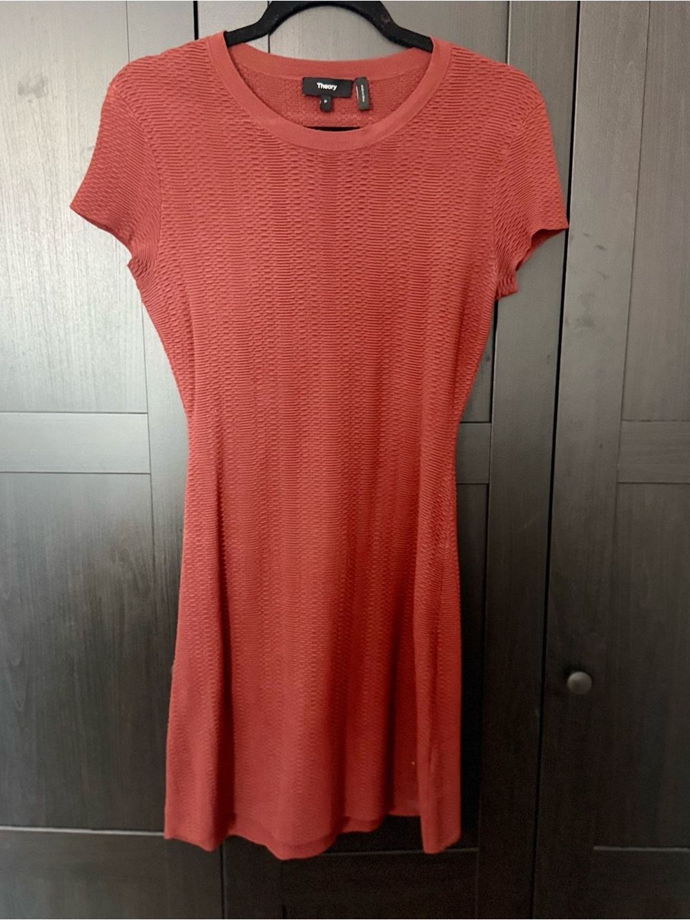 Theory Mini Dress in Terracotta Red